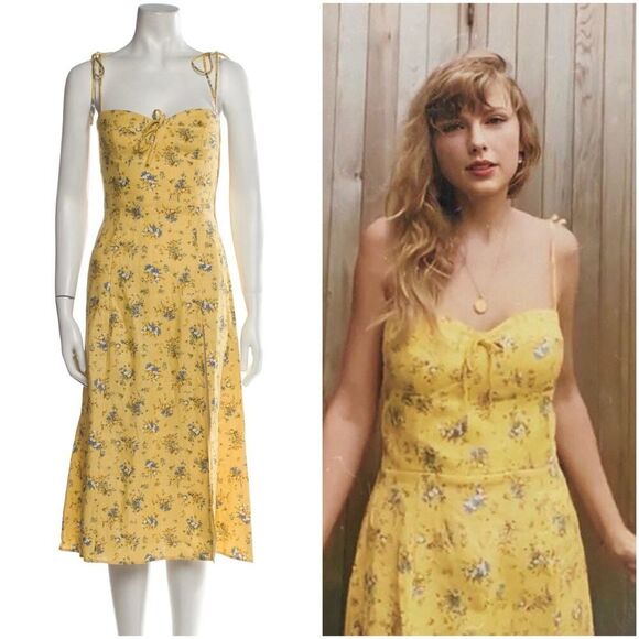 Reformation Dresses & Skirts - Reformation Yellow Floral Dress 2P Worn by Taylor Swift in First TikTok